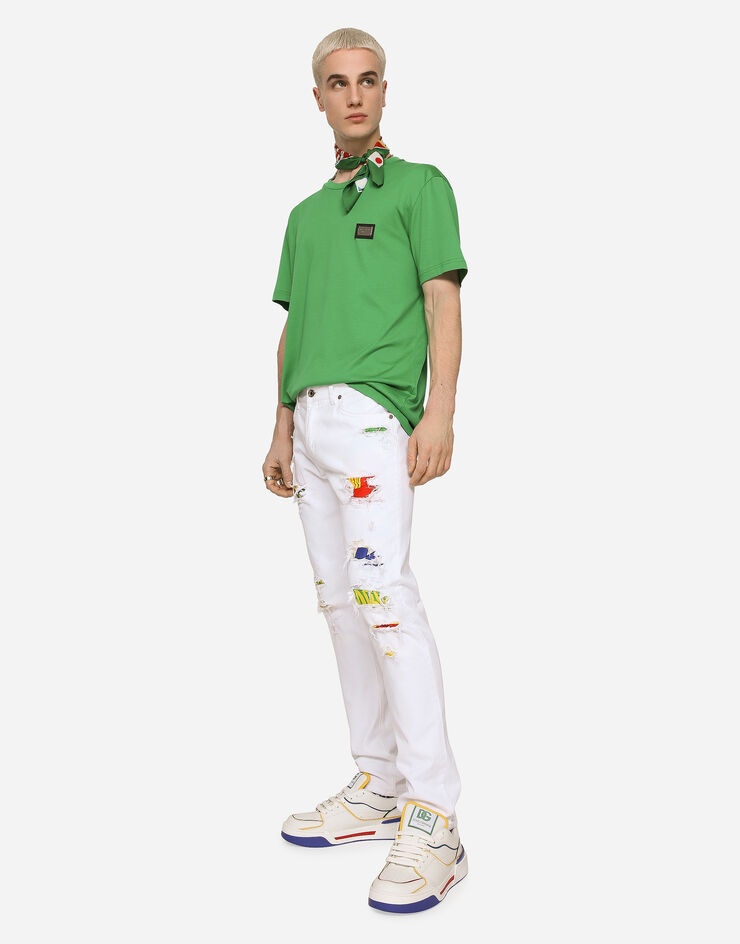 Slim-fit stretch jeans with silk details - 5