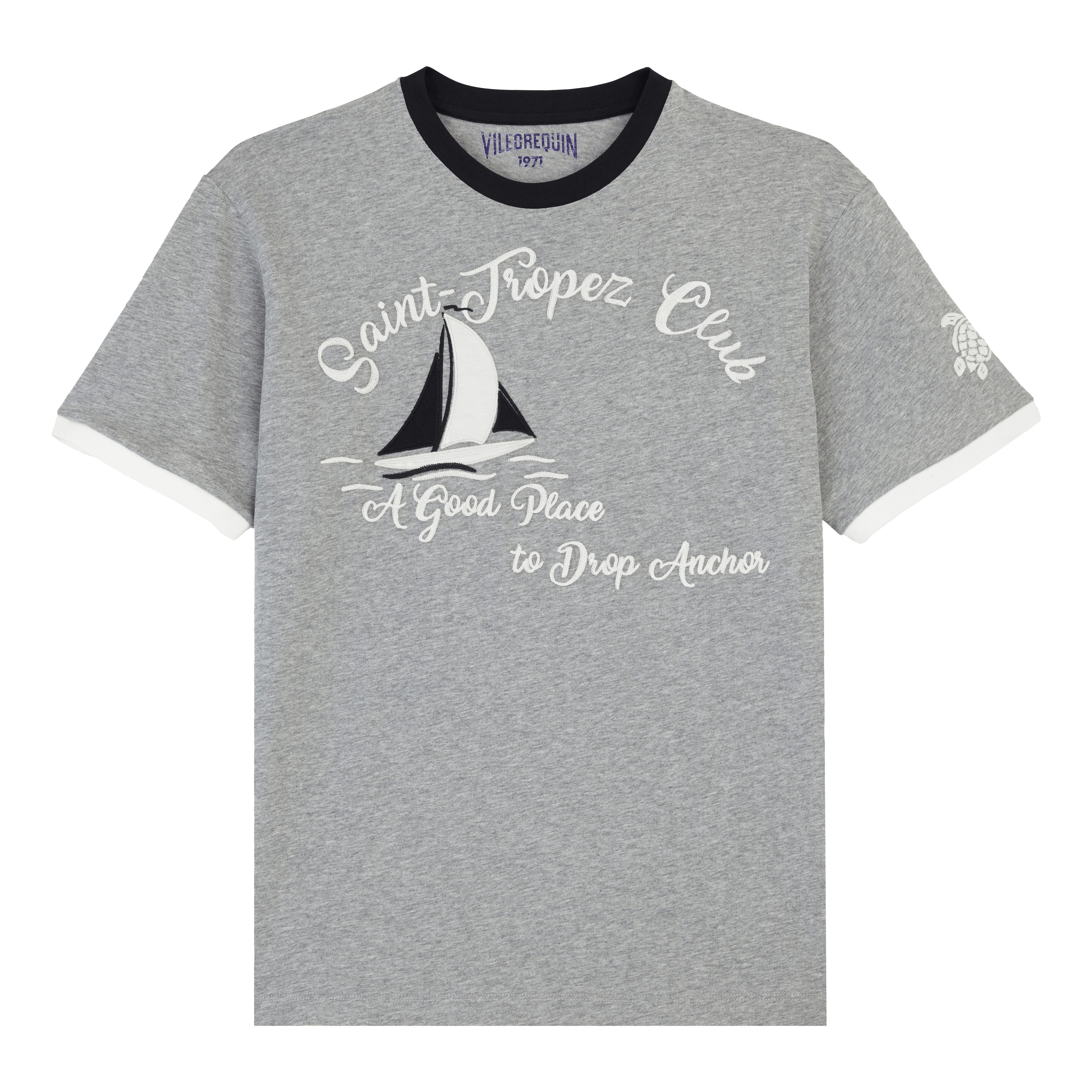 Men Cotton T-Shirt Yarn Dye Sail - 1