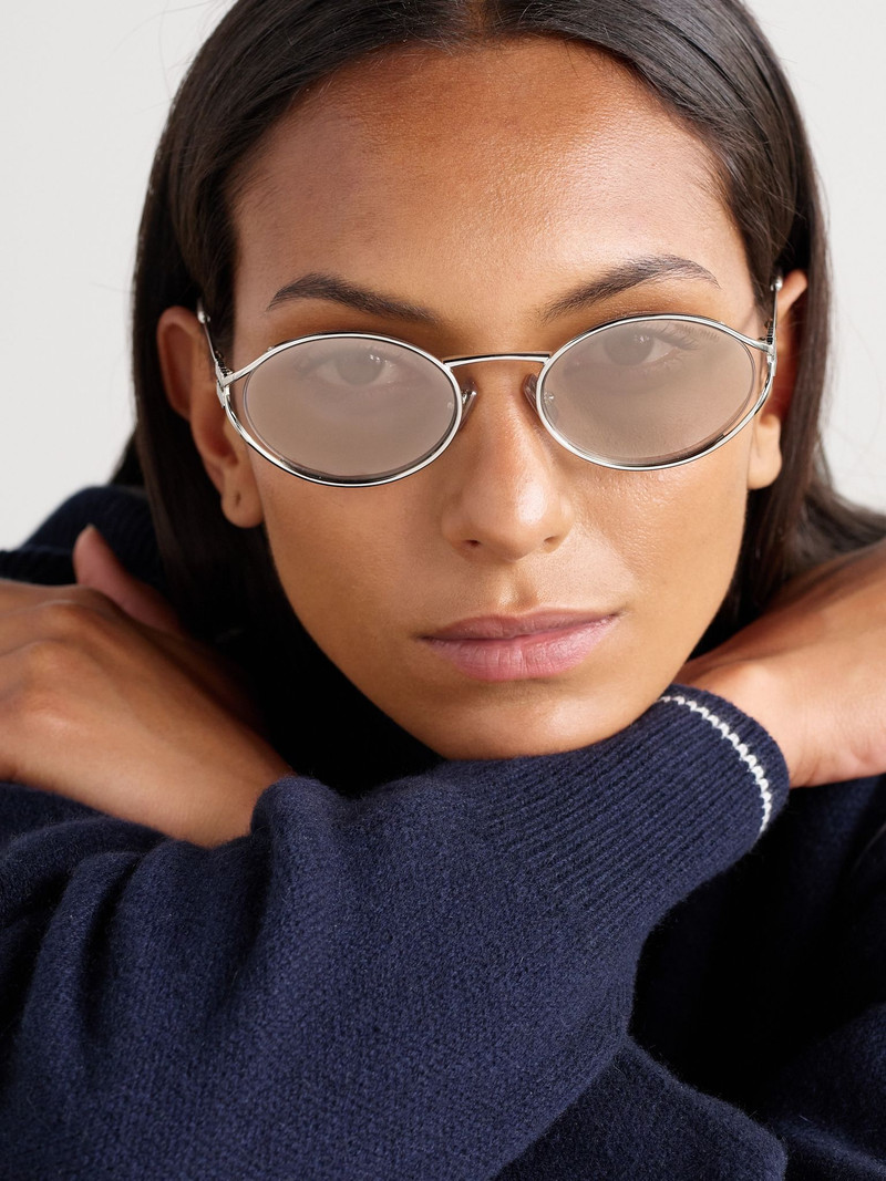 Miu Miu Oval-frame silver-tone sunglasses Silver outlook