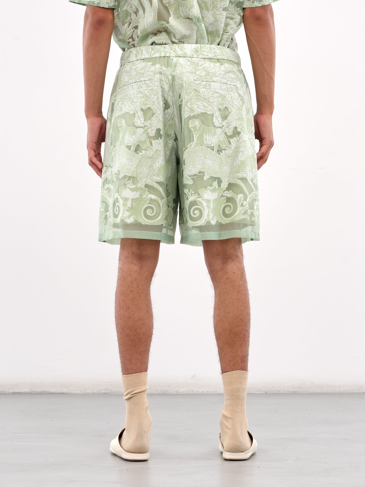 Sheer Printed Drawstring Shorts - 3