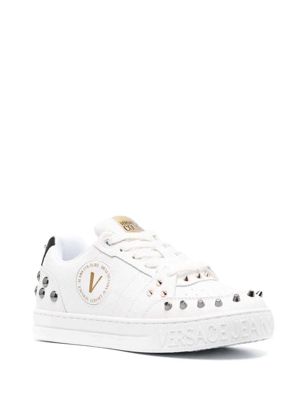 spiked stud-design leather sneakers - 2