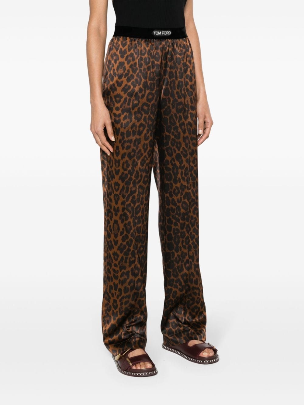 TOMFORD TRS TRCK PNTS ELSTC LOGO SLK LEOPARD PRNT SATIN - 3
