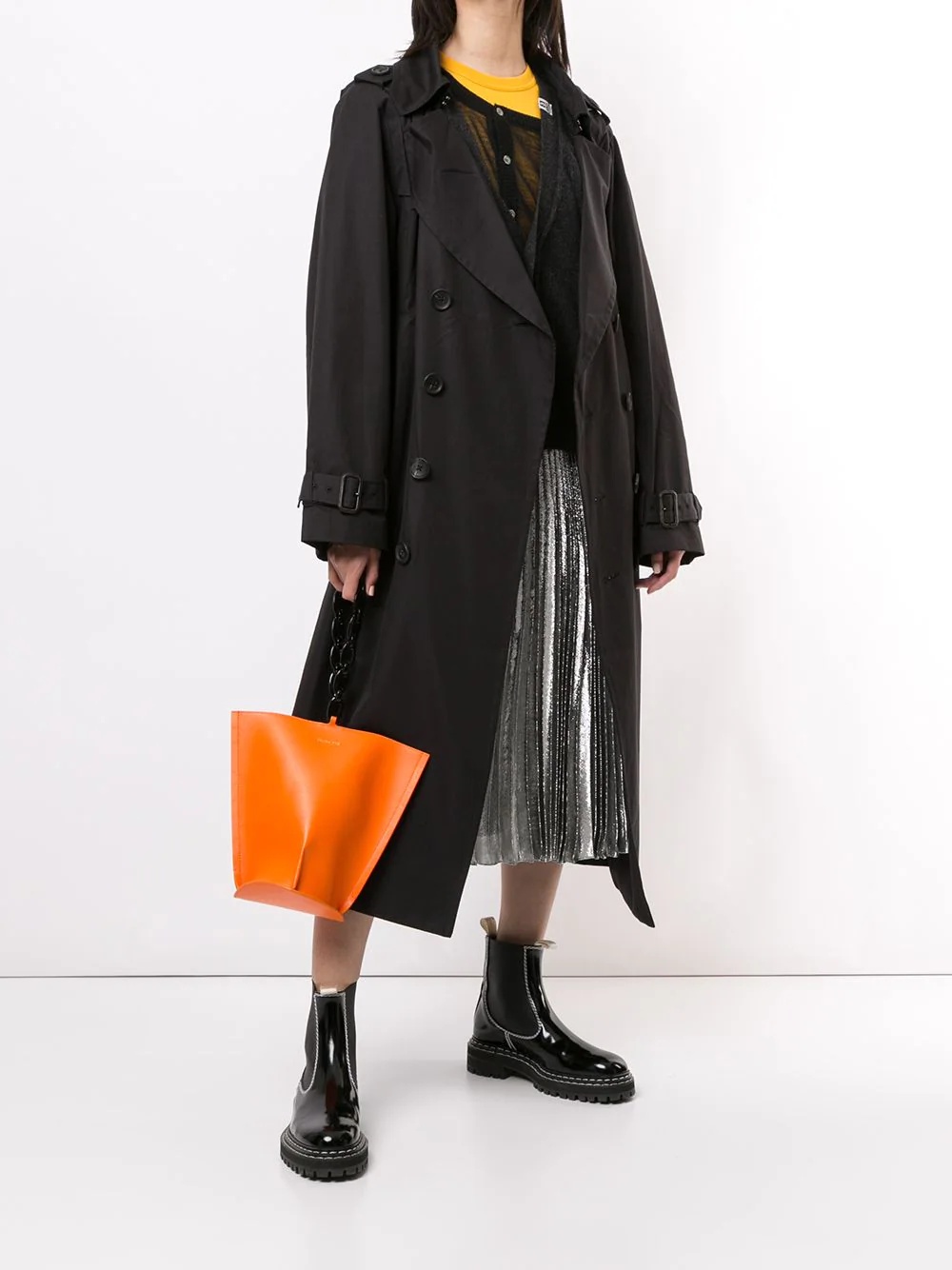 oversized belted waist trench coat - 2