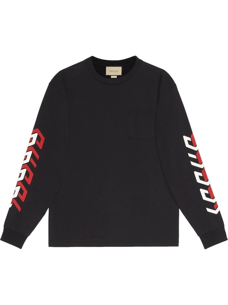 mirror logo-print crew-neck top - 1