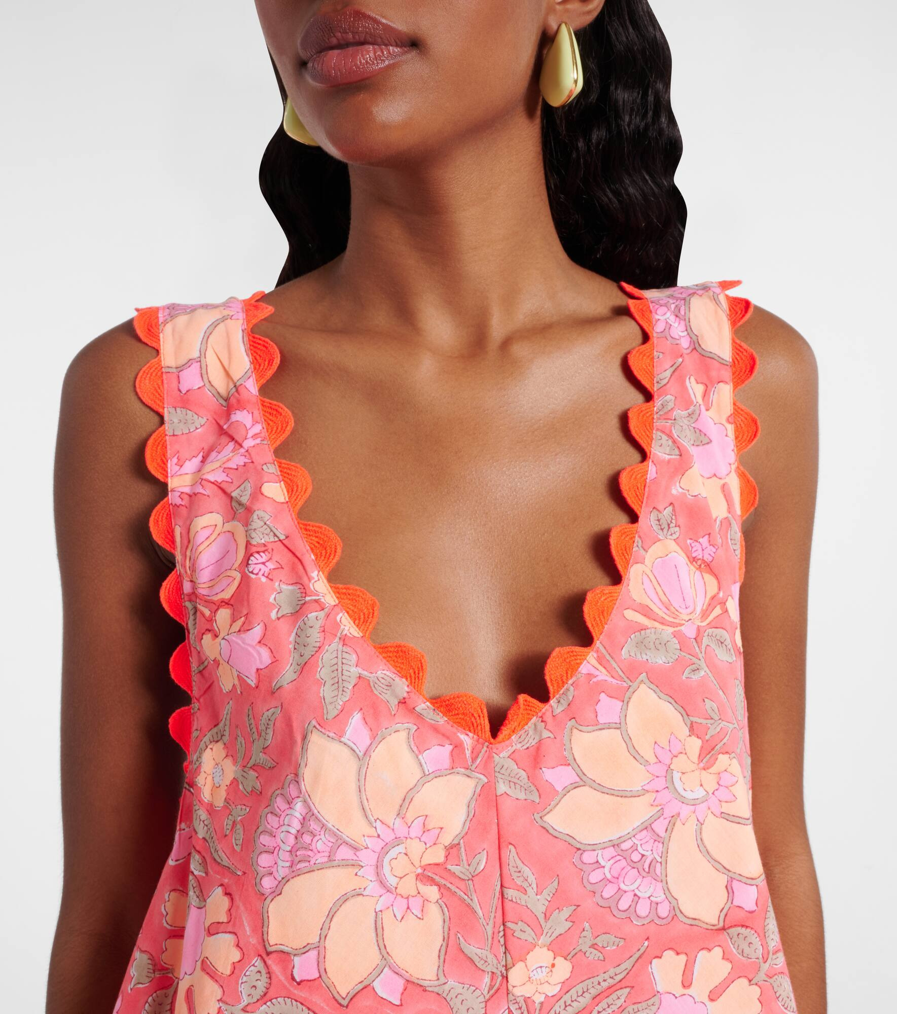 Floral scalloped cotton minidress - 4