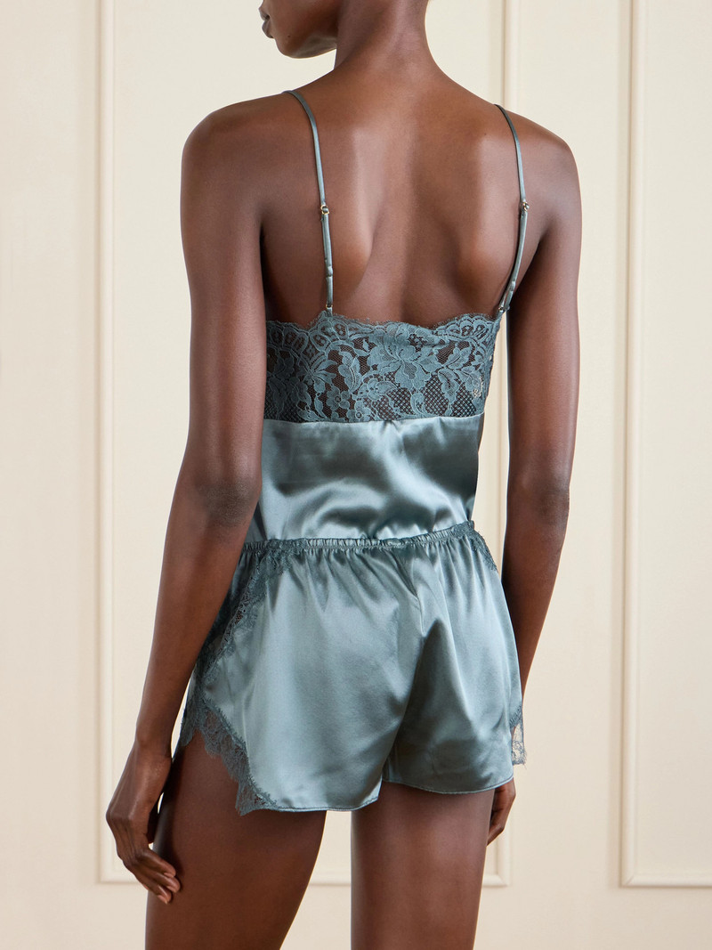 KIKI DE MONTPARNASSE Lace-trimmed Silk-satin Shorts outlook