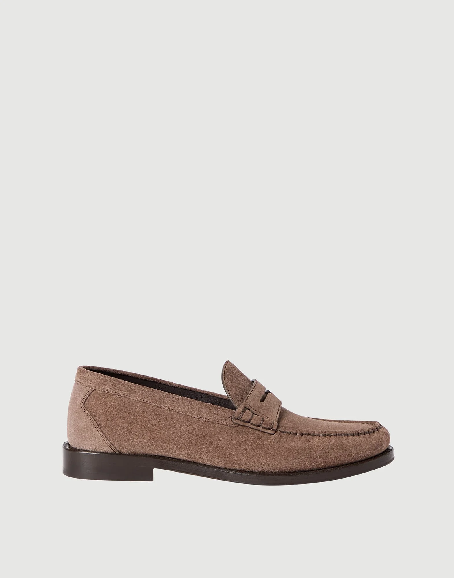 Suede and grained calfskin penny loafers - 1