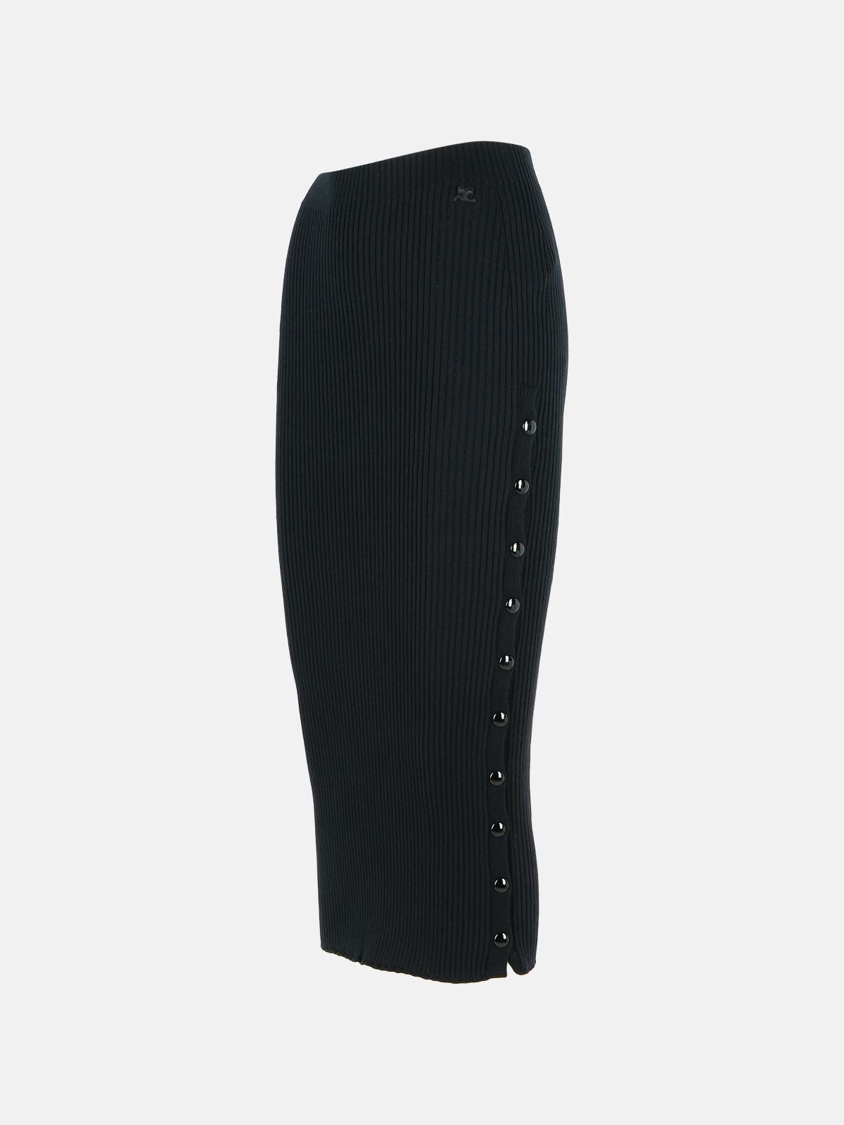 BLACK MERINO WOOL BLEND SKIRT - 2