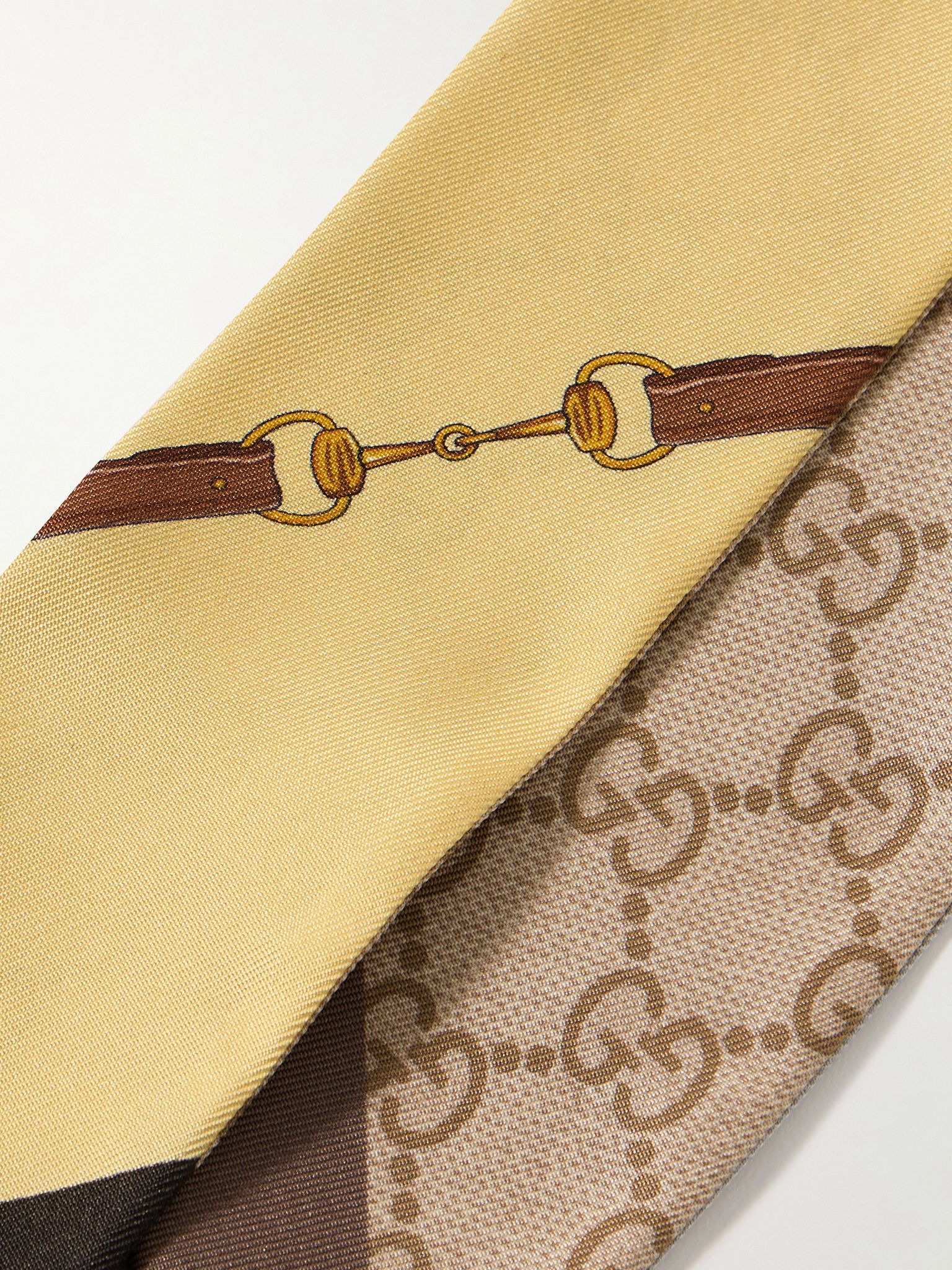 Printed silk-jacquard scarf Beige - 3
