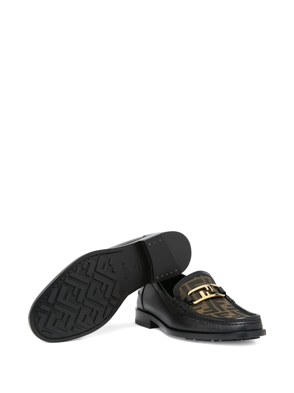 FF-logo leather loafers - 4