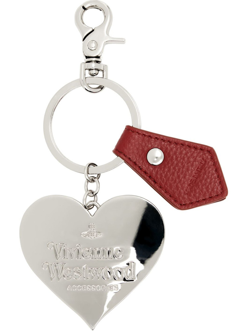 Vivienne Westwood Red Mirror Heart Orb Keychain outlook