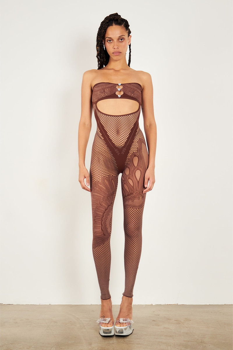POSTER GIRL RISQUE JUMPSUIT OLD MONEY BROWN outlook