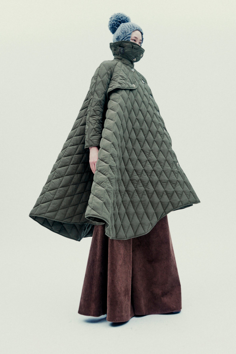 LONG QUILTED TRENCH DARK KHAKI GREEN 12