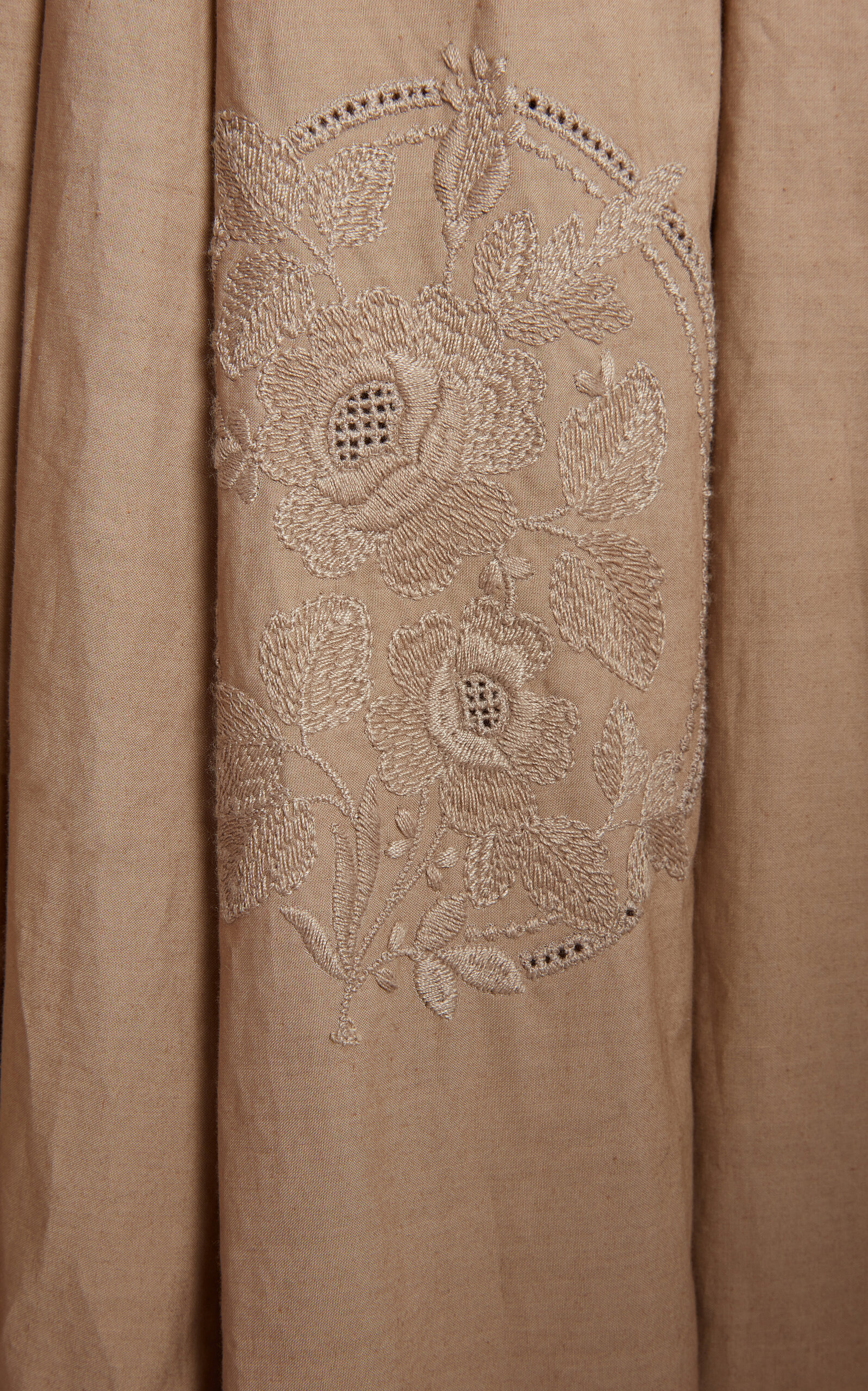Embroidered Cotton-Blend Maxi Dress tan - 6
