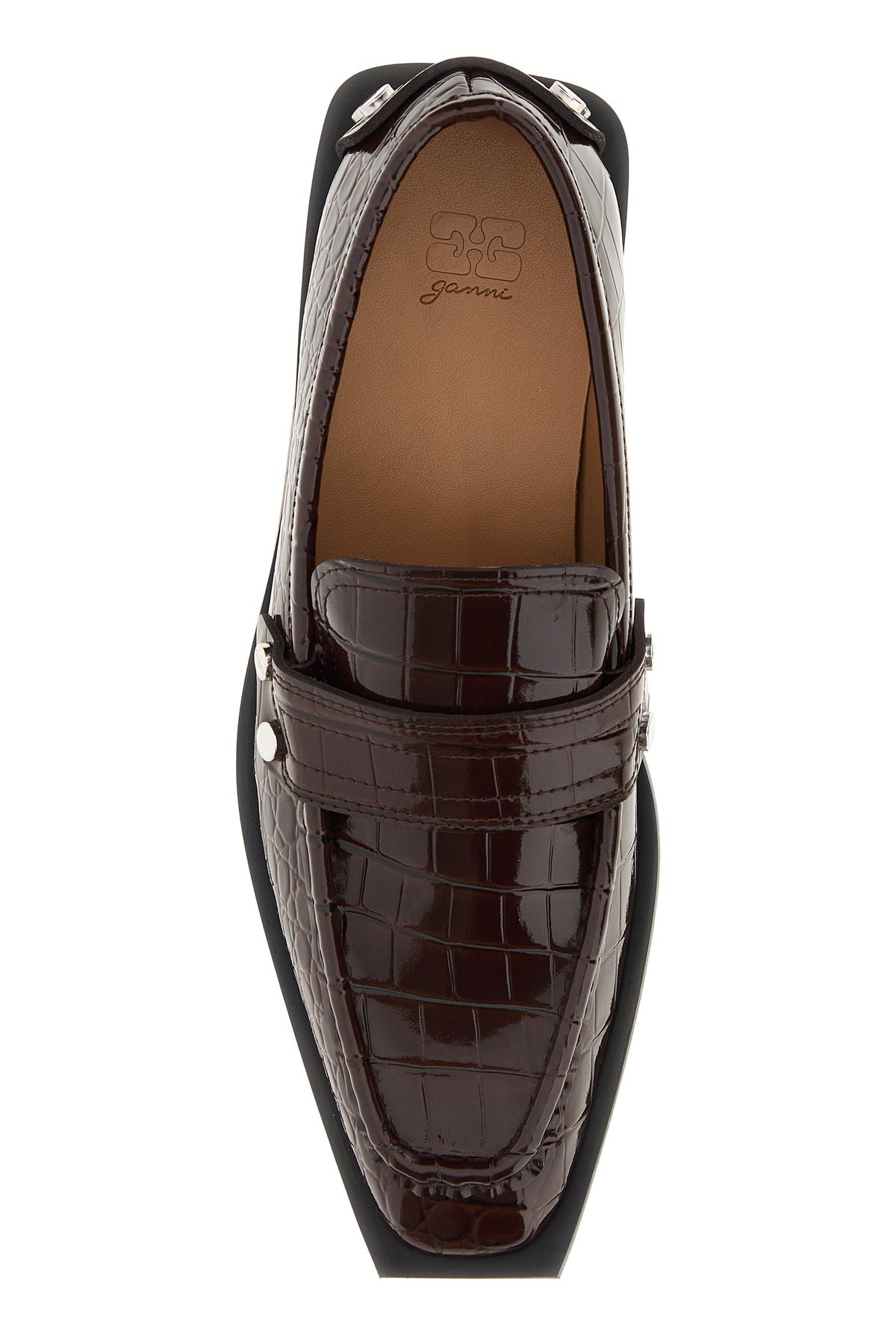 Brown synthetic leather loafers - 4