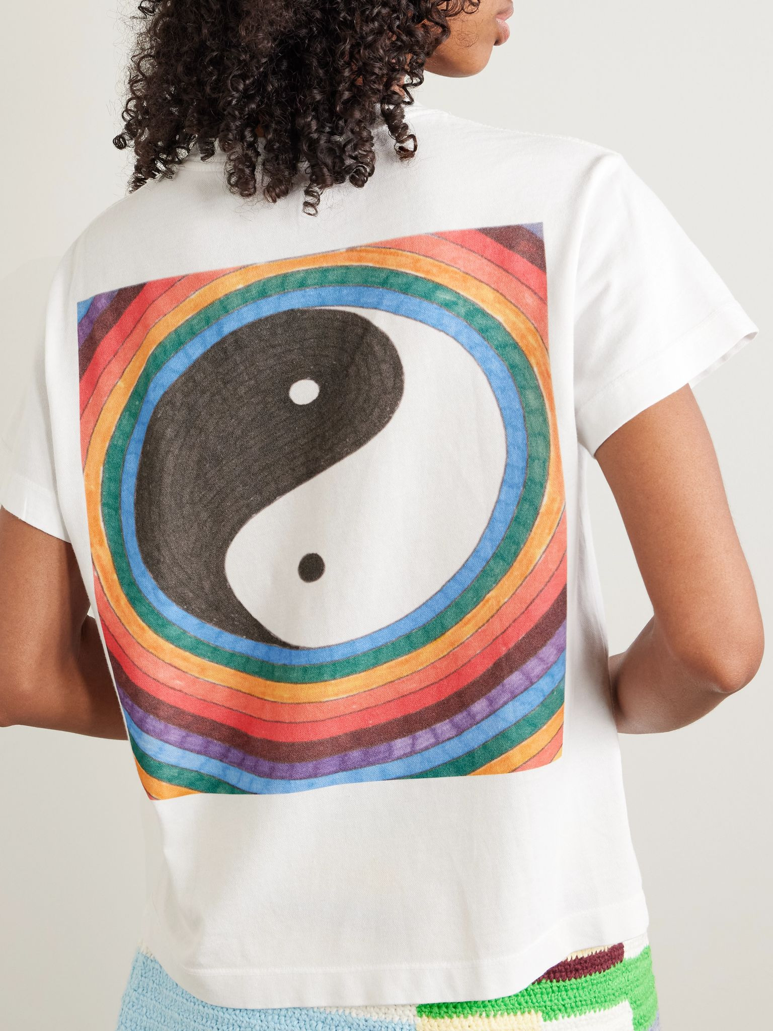 Printed cotton and cashmere-blend jersey T-shirt White - 4