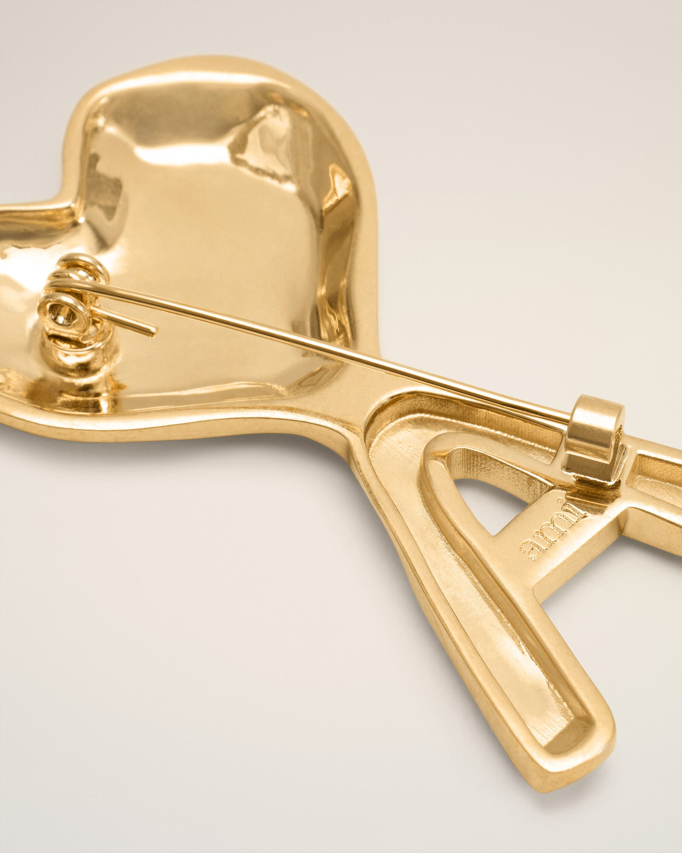 GOLD BRASS HAMMERED AMI DE COEUR PIN - 3