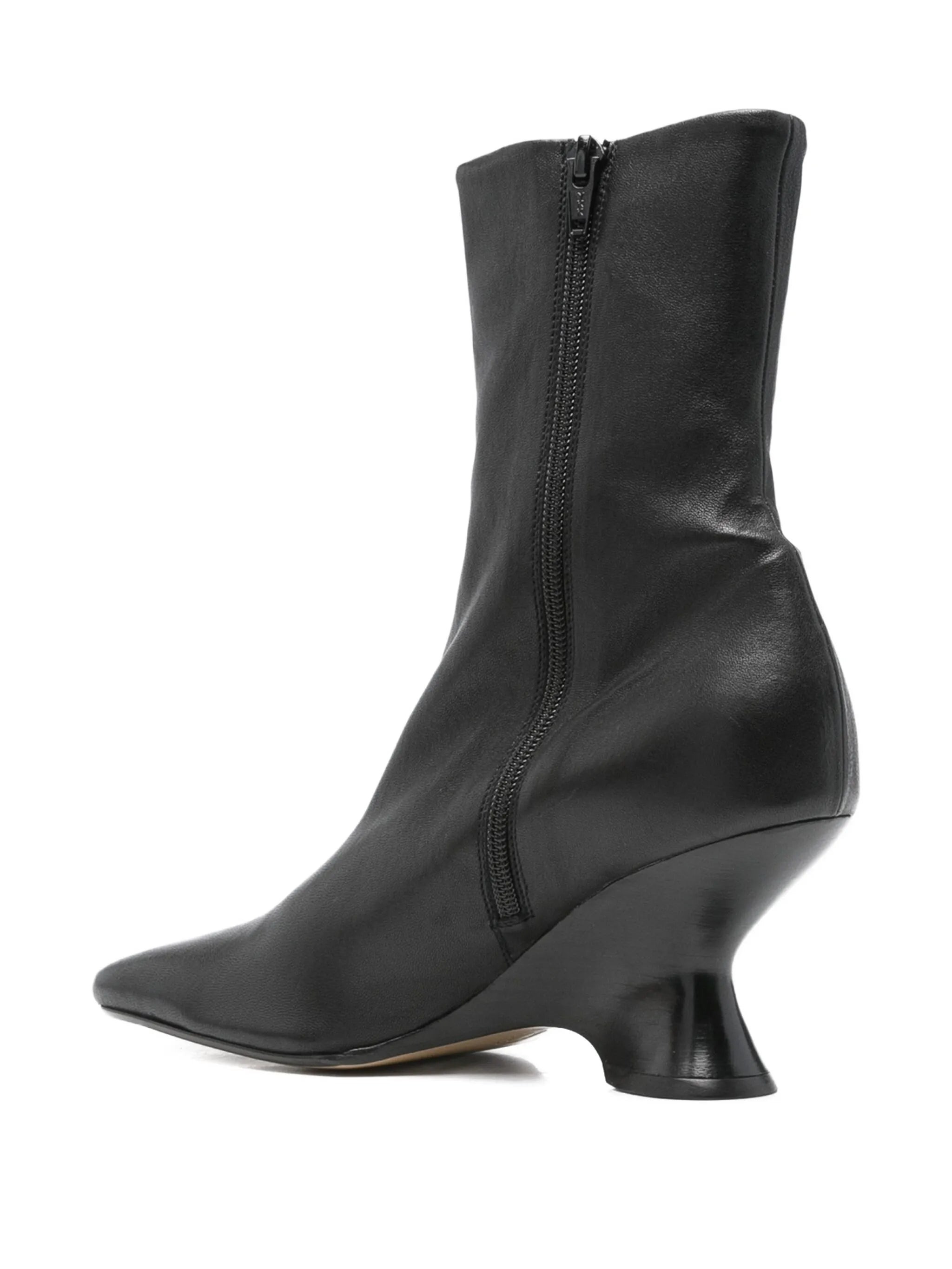 leather sculpted-heel ankle boots - 3