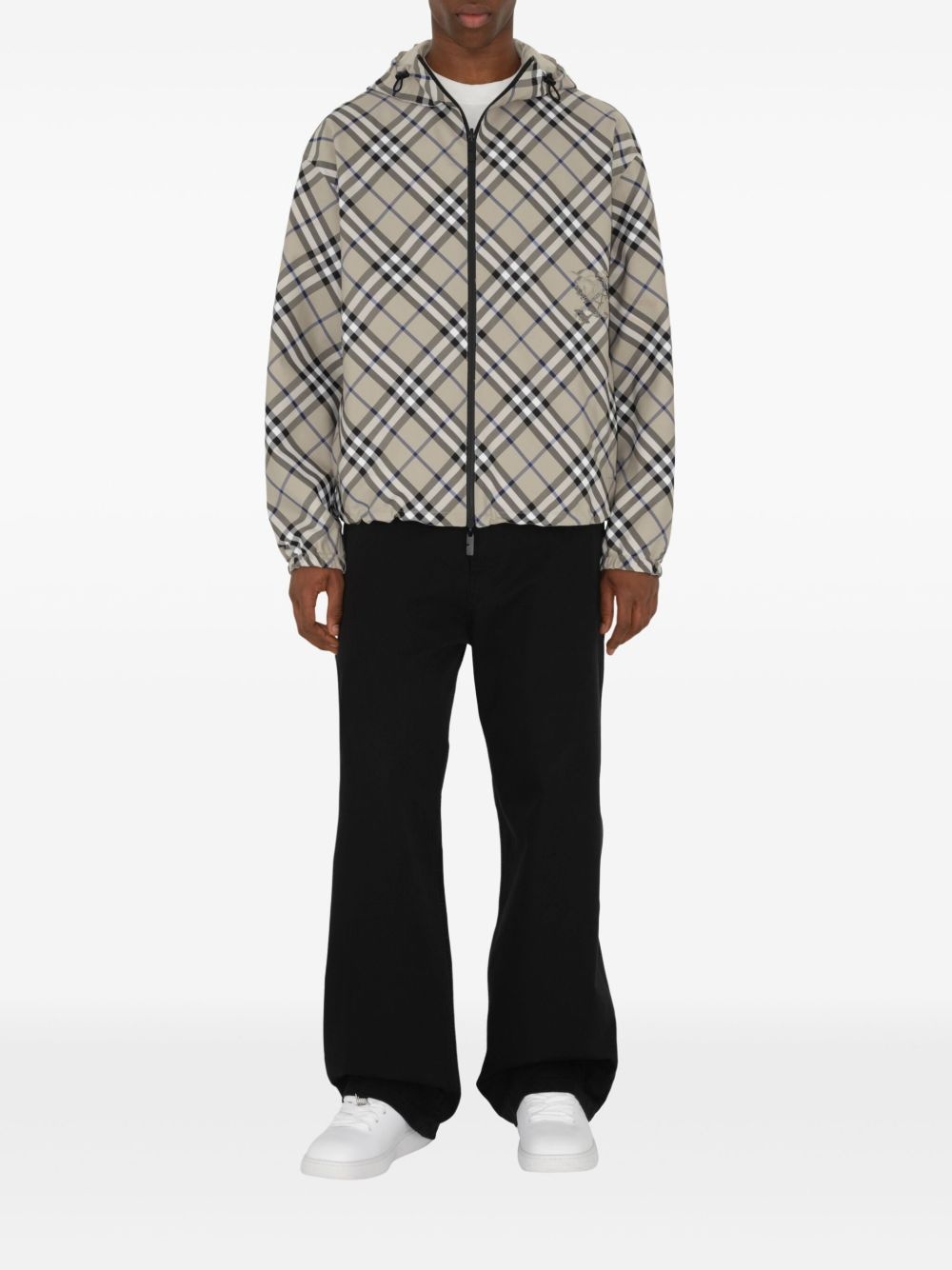 checked reversible hooded jacket - 2