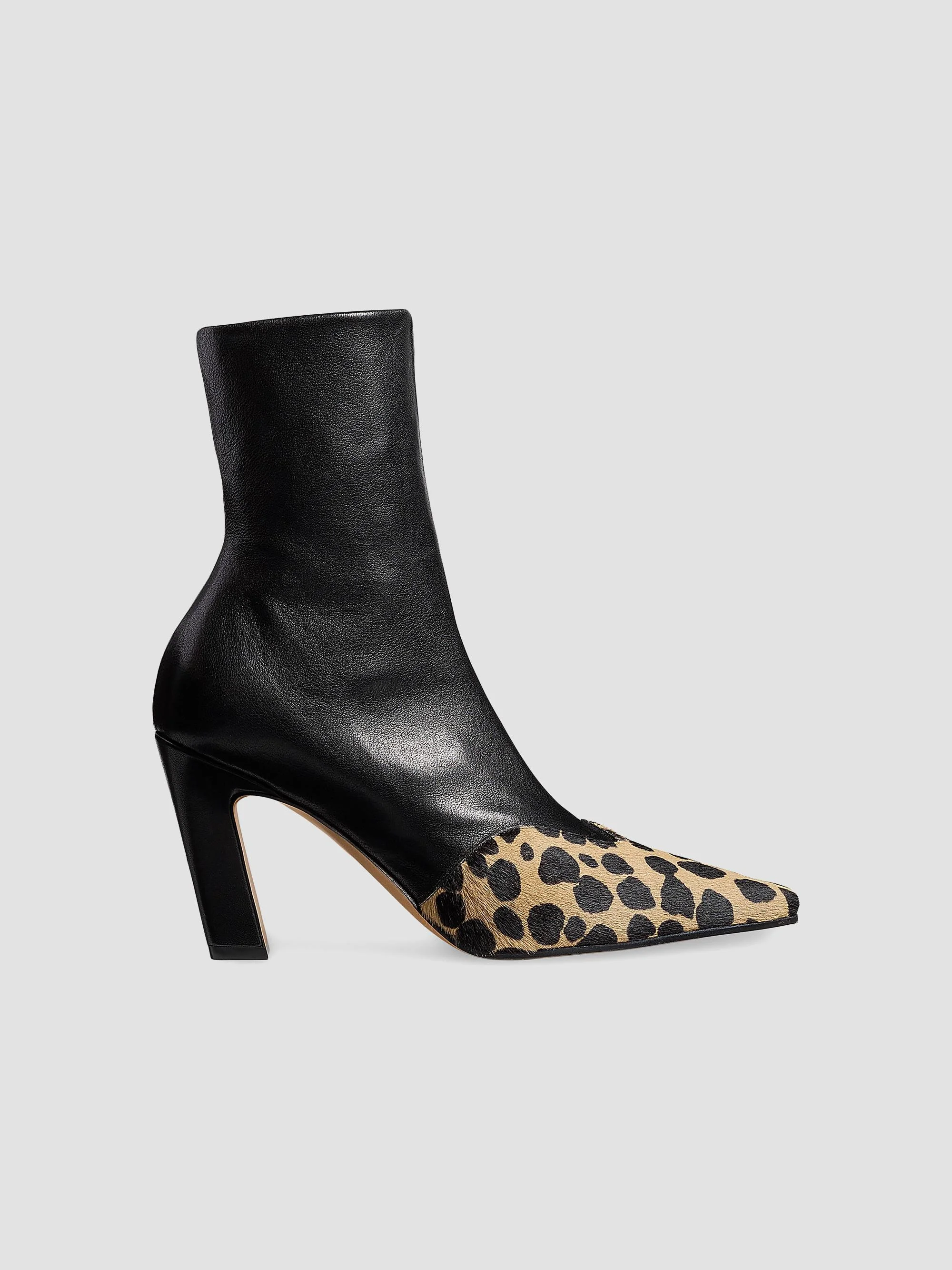 Women's Nevada 85MM Leather & Calf Hair Ankle Boots - Camel Black - 1