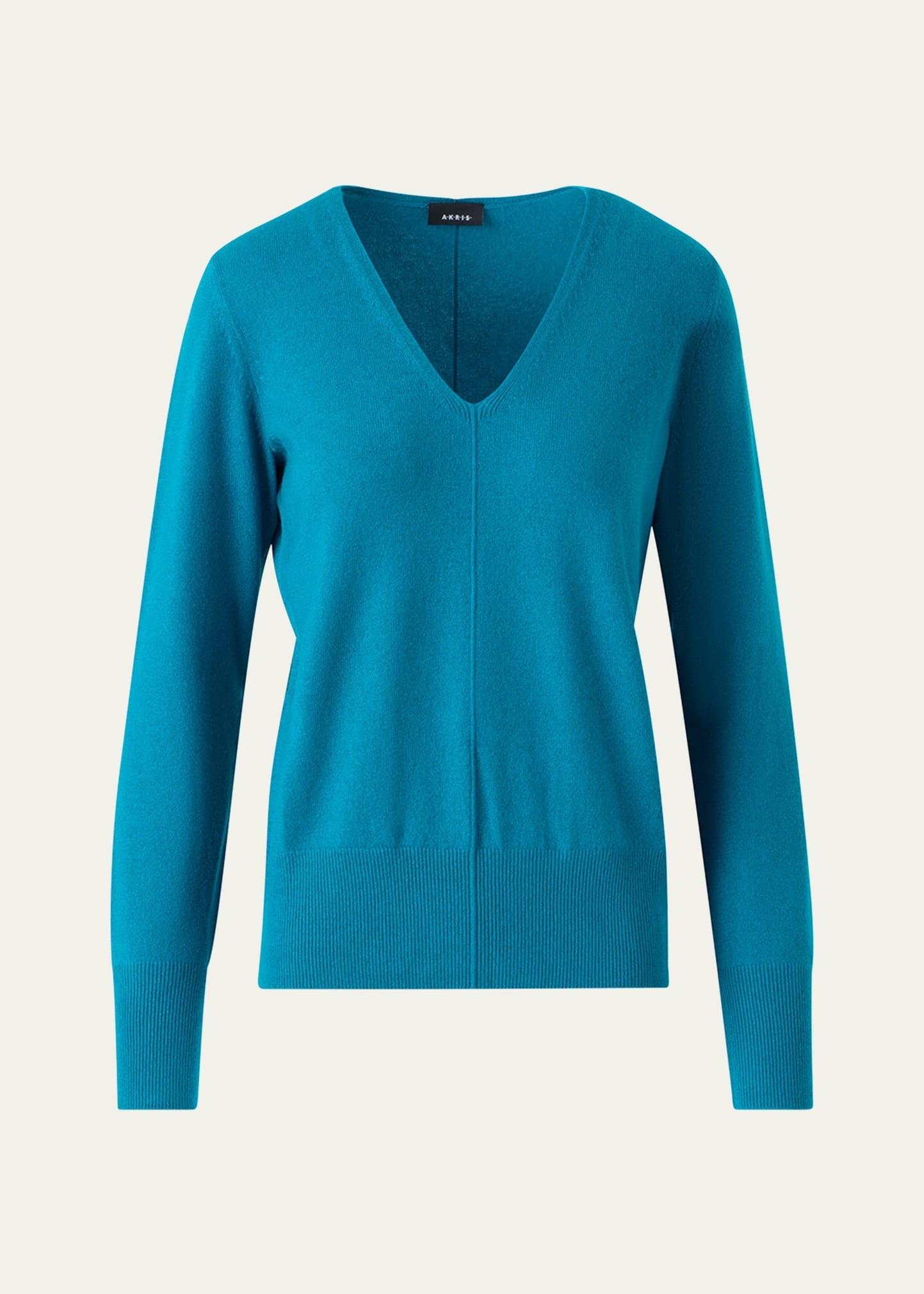 V-Neck Pure Cashmere Knit Sweater - 1