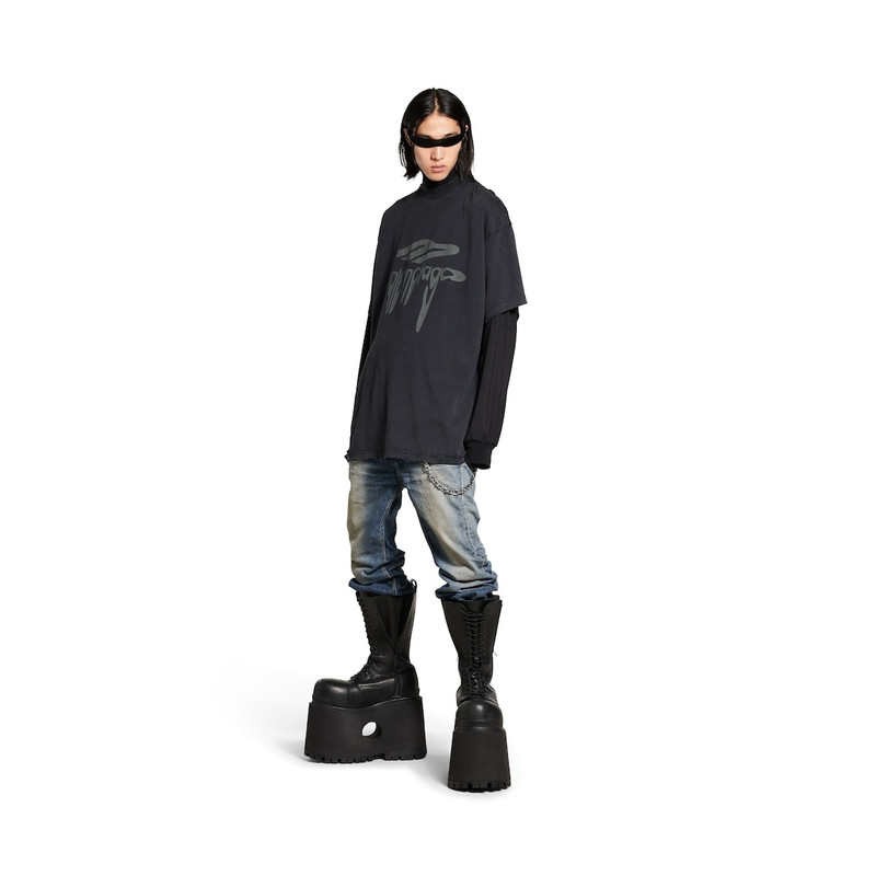 BALENCIAGA Men's 3b Liquefied T-shirt Oversized in Black/grey outlook