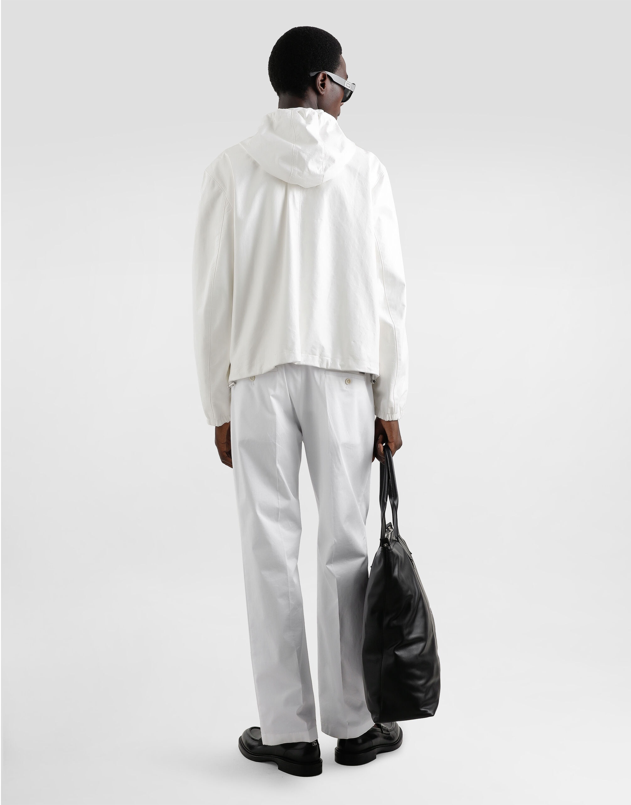 Leather and fabric jacket with reversible hood - 3