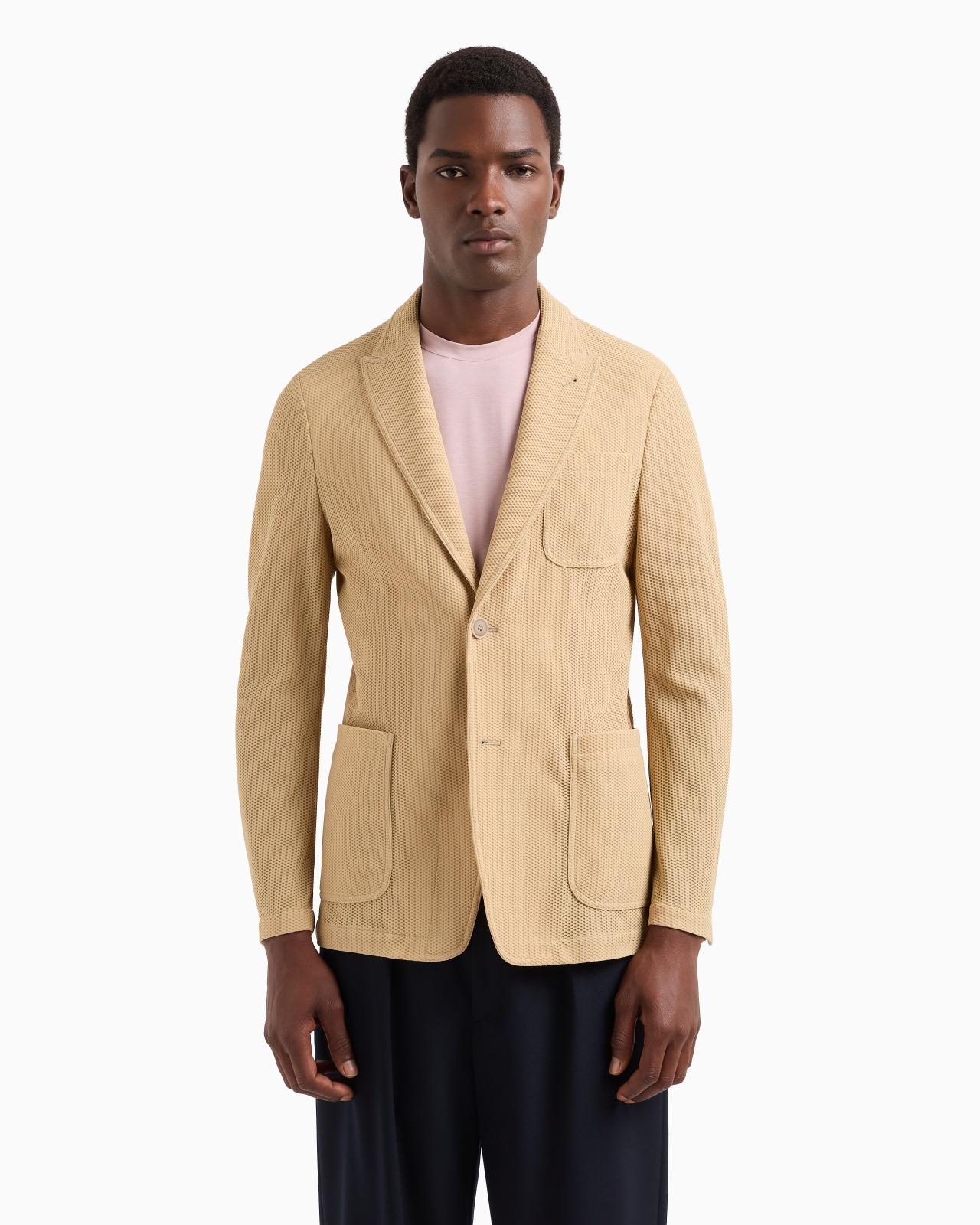 SINGLE-BREASTED JACKET IN TECHNICAL WAFFLE FABRIC - 4
