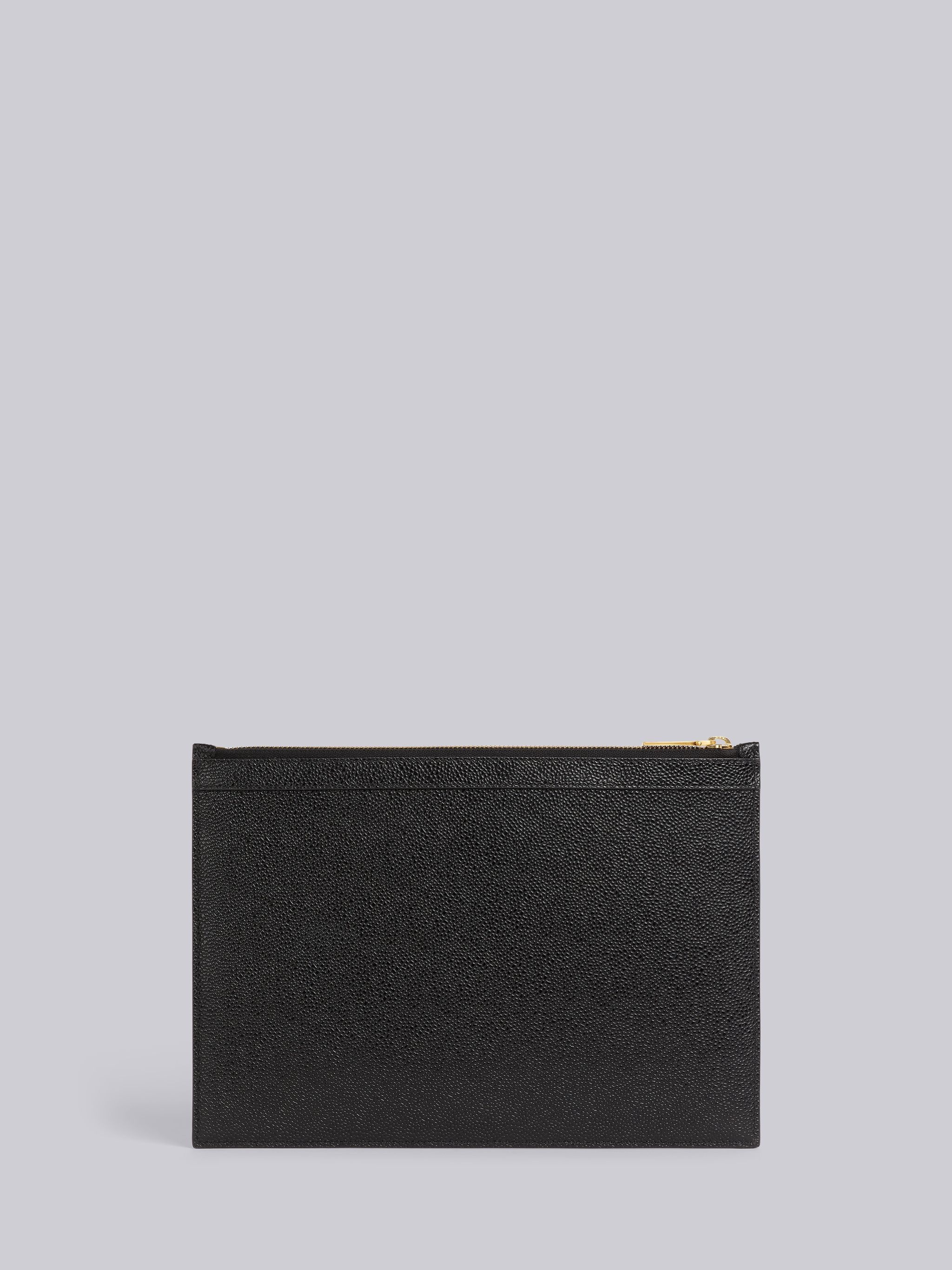 Black Pebble Grain Leather Debossed 4-Bar Small Document Holder - 3