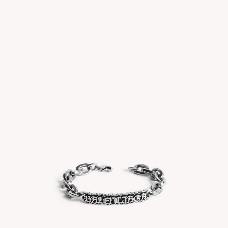 BALENCIAGA Men's Goth Gourmette Bracelet in Antique Silver outlook