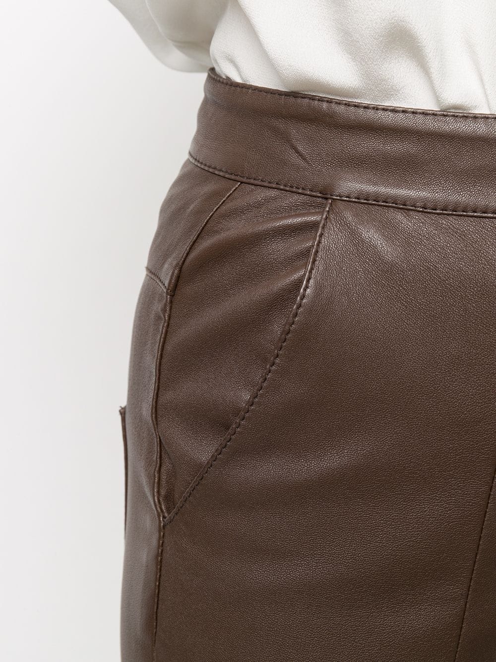 high-waisted leather skinny trousers - 5