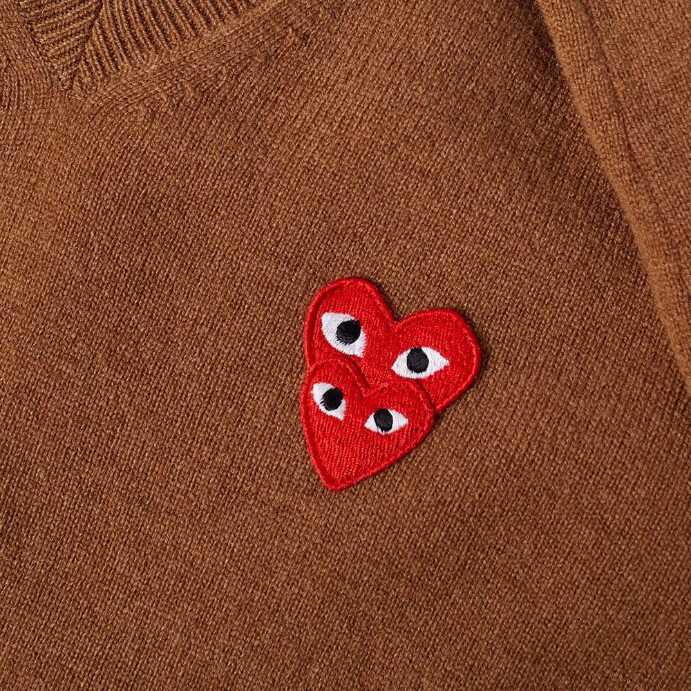 Comme des Garcons Play Overlapping Heart V-Neck Jumper - 3