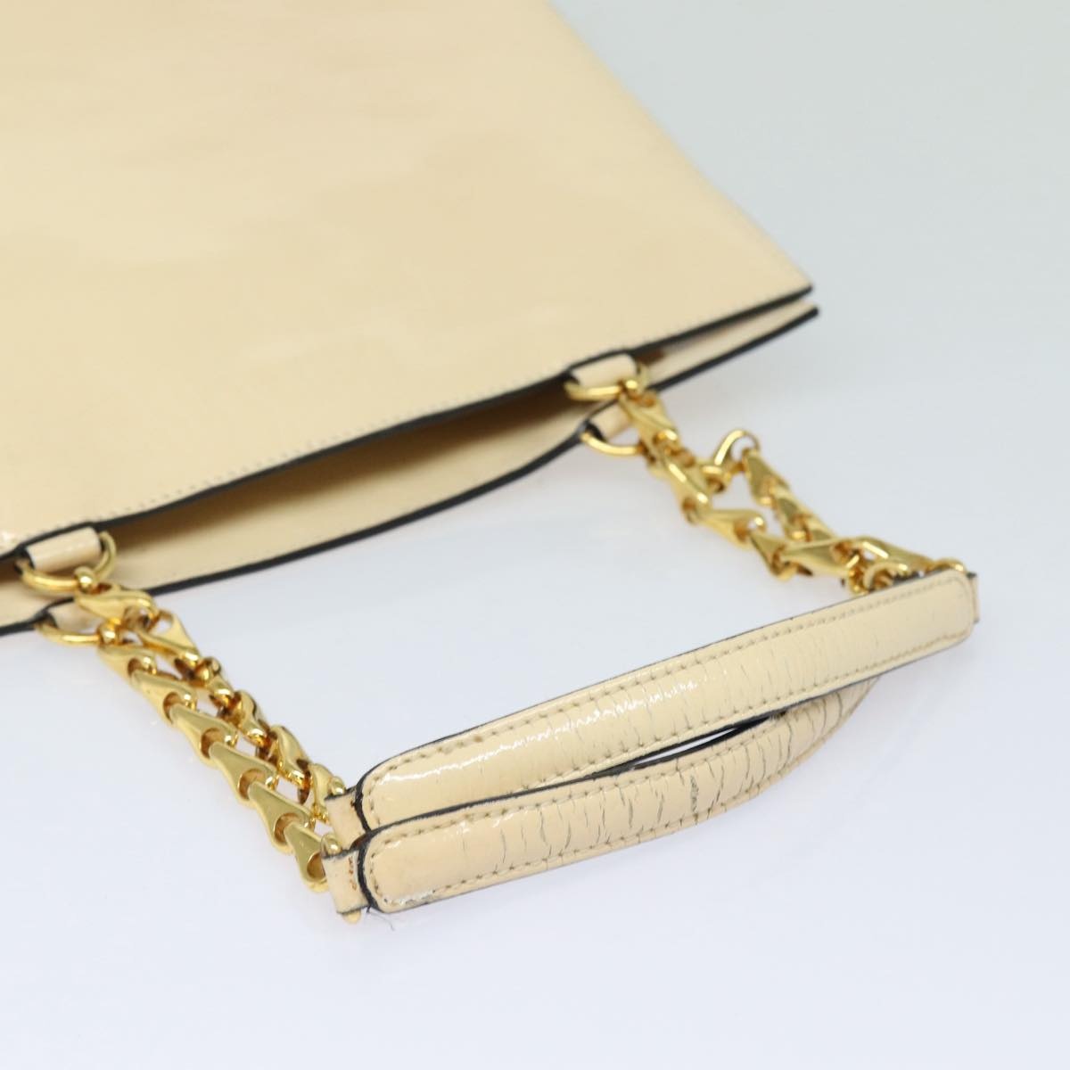 CELINE Chain Shoulder Bag Enamel Beige Gold - 8