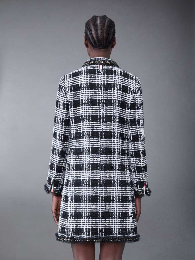 Thom Browne Prince of Wales Chenille Tweed Tuft and Pearl Chesterfield Dress outlook