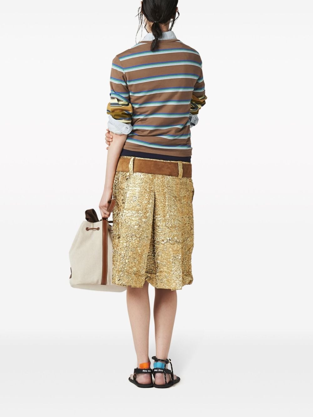 logo-patch striped T-shirt - 3