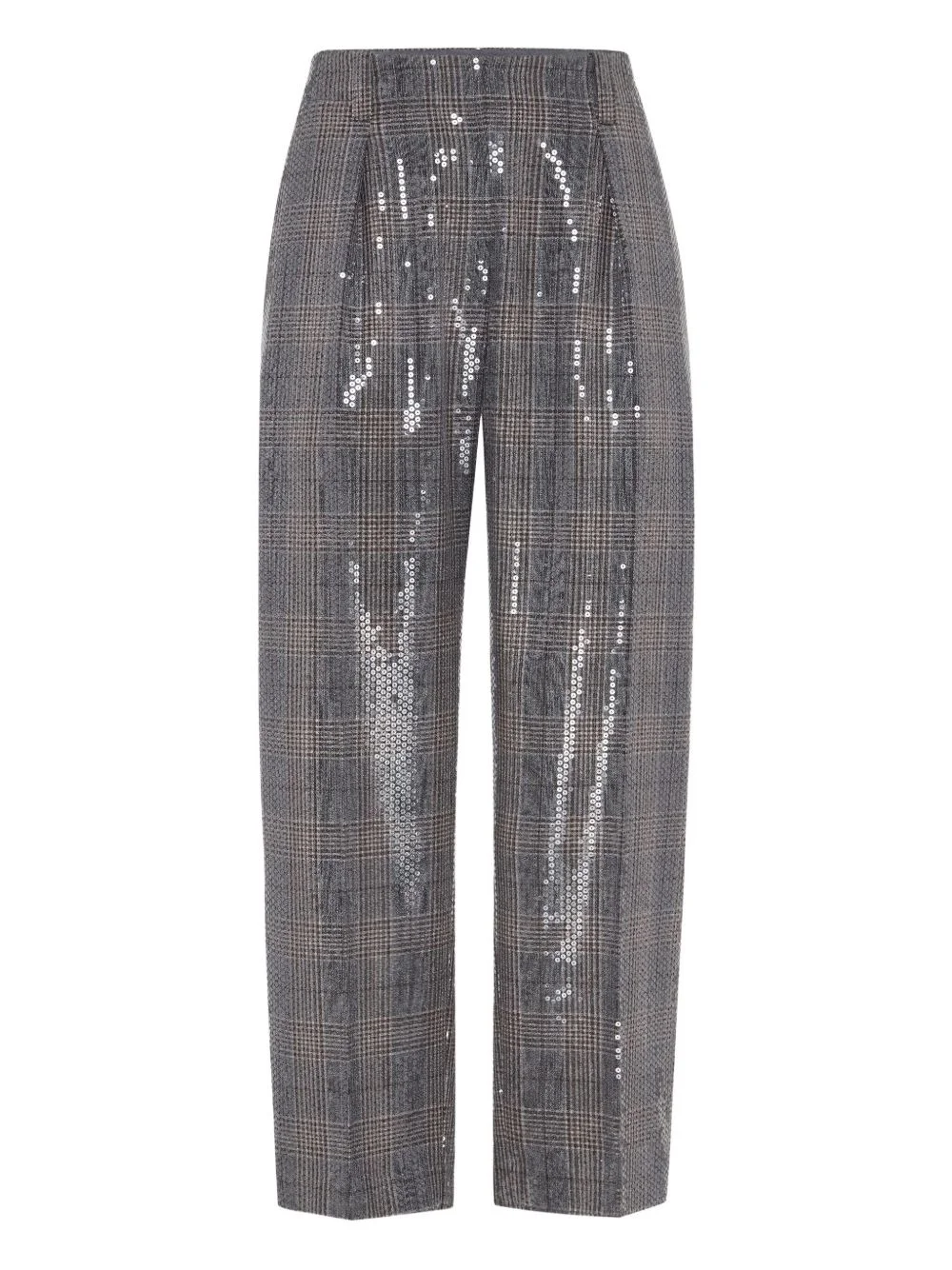 sequin-embellished check-pattern trousers - 1