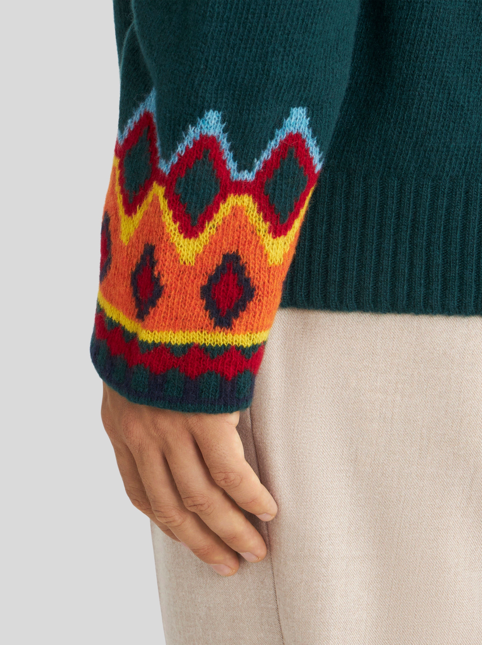 GEOMETRIC DETAIL VIRGIN WOOL JUMPER - 3