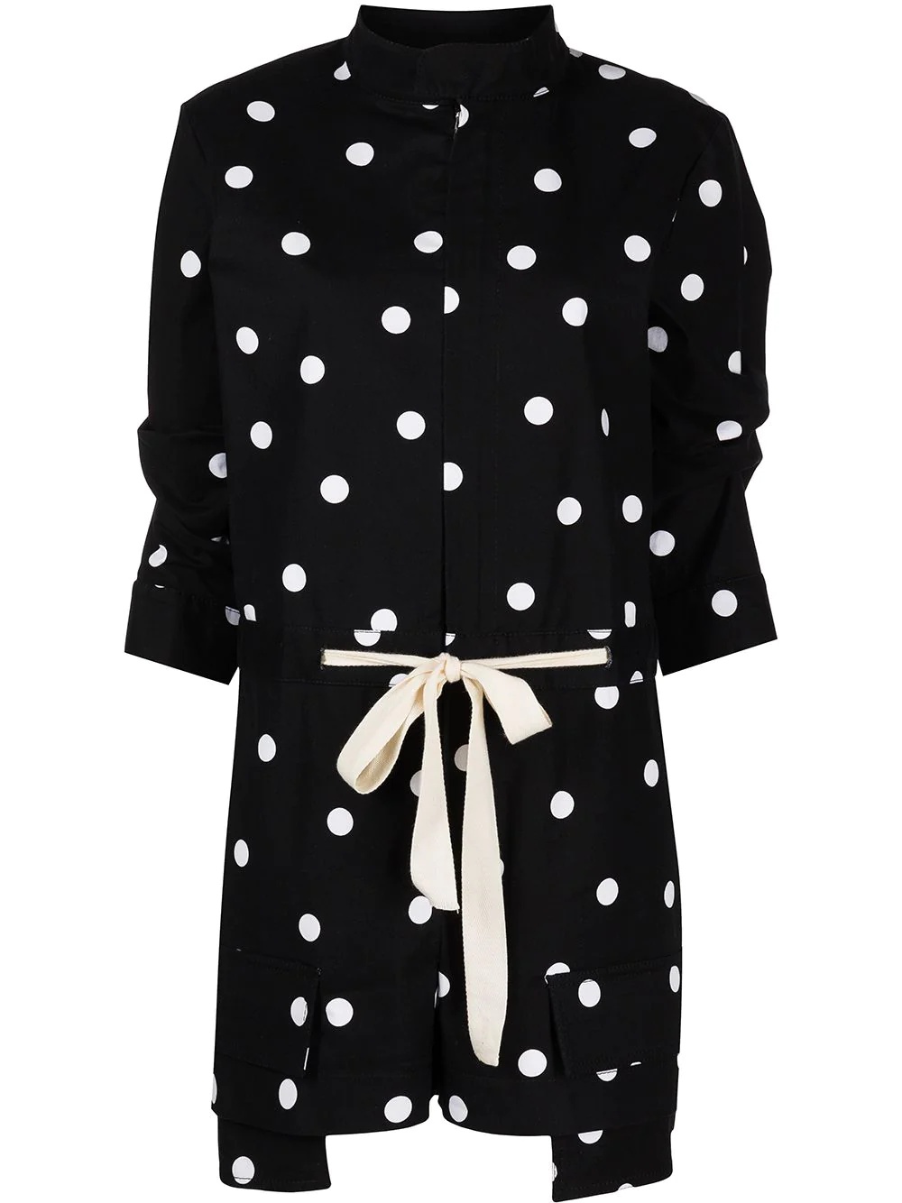 ruched-sleeve polka dot playsuit - 1