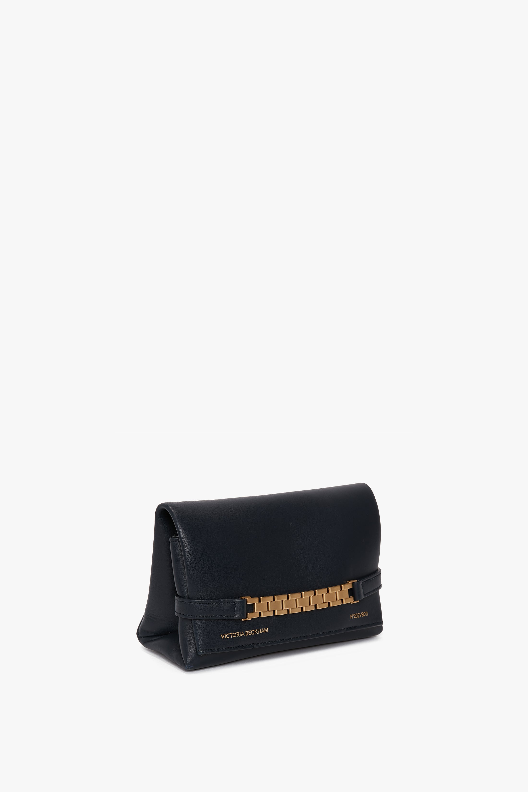 Mini Chain Pouch Bag With Long Strap In Navy Leather - 2