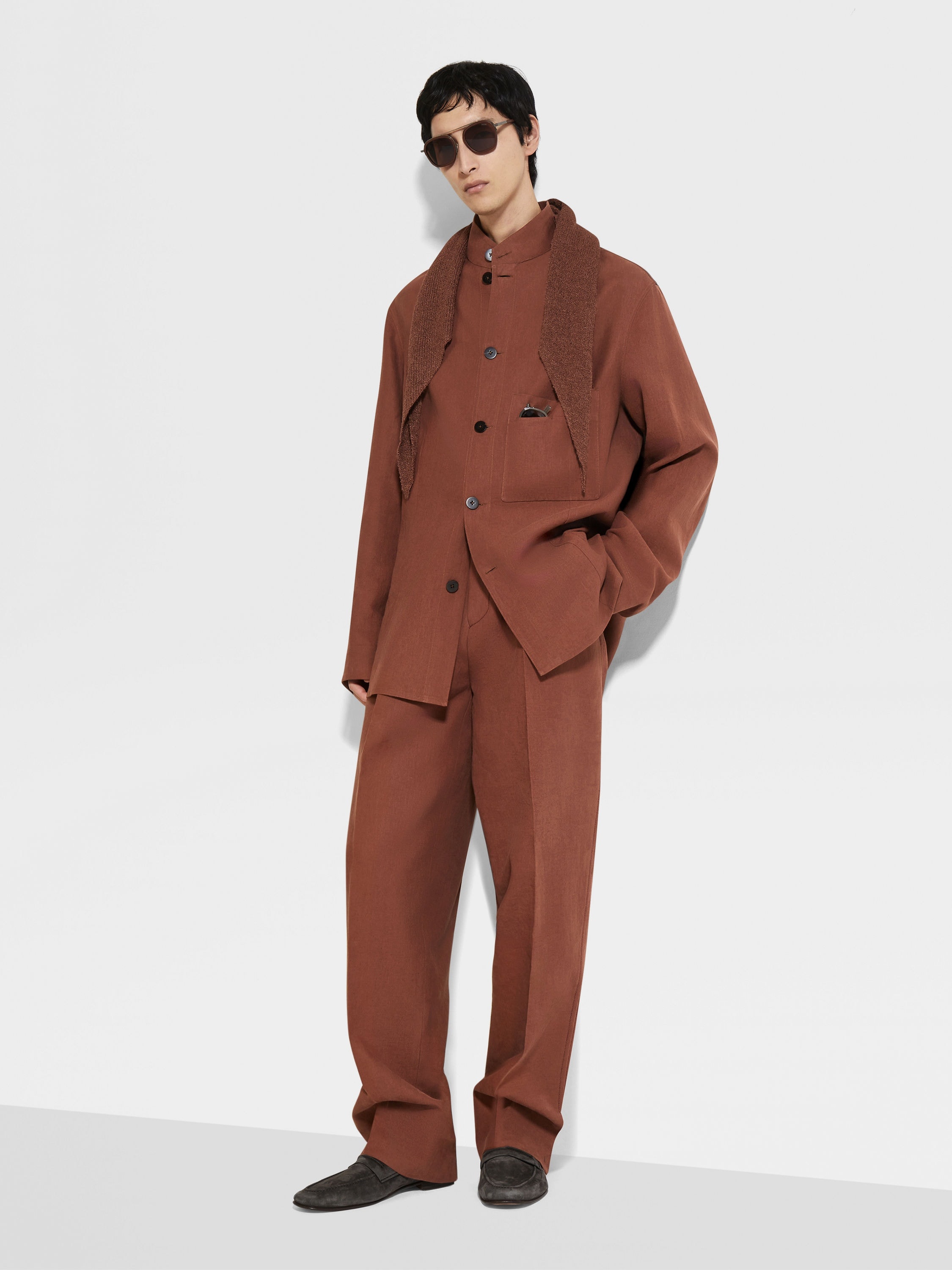 TOBACCO OASI LINO OVERSHIRT - 2