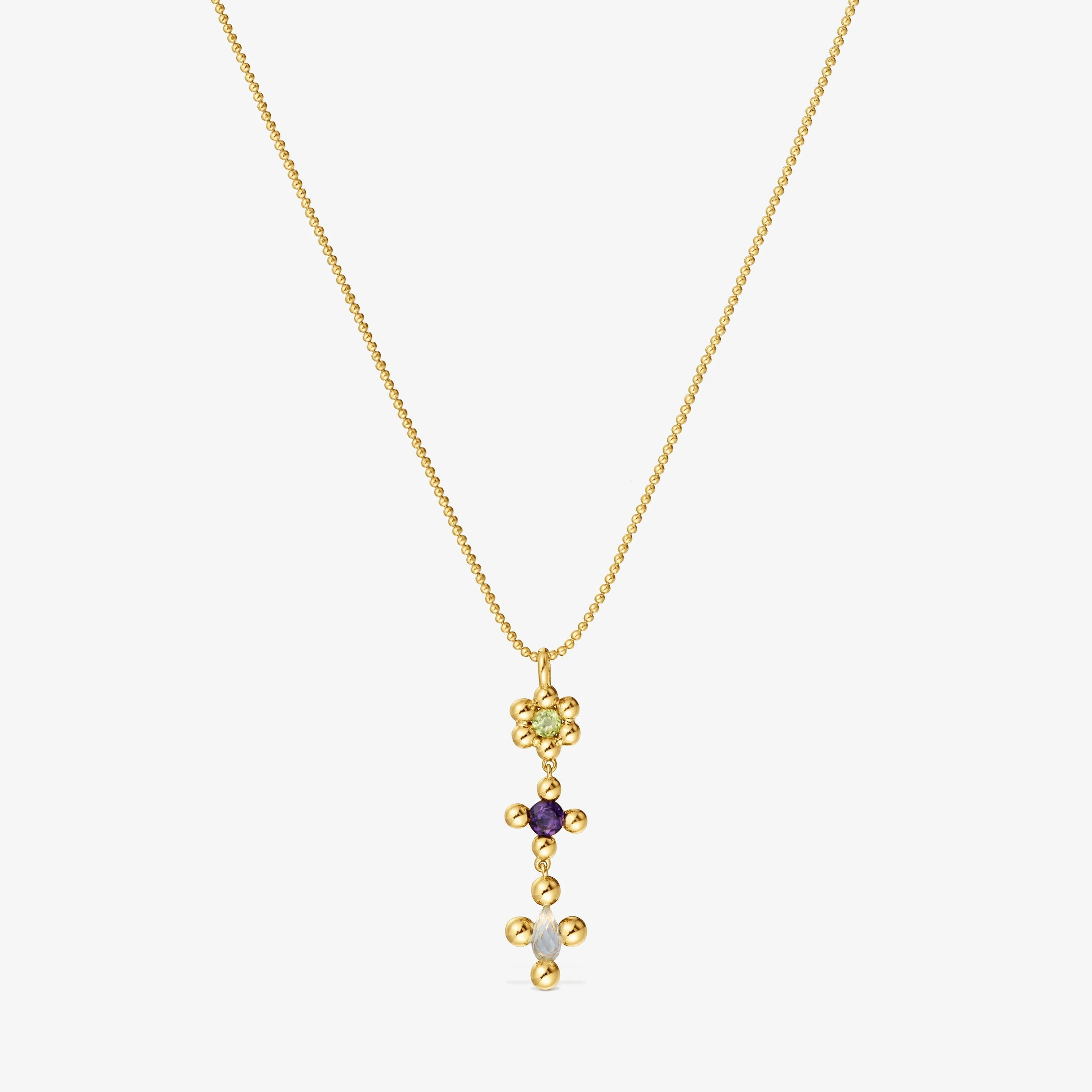 Short 18K gold vermeil Necklace with gemstones Sugar Party - 1