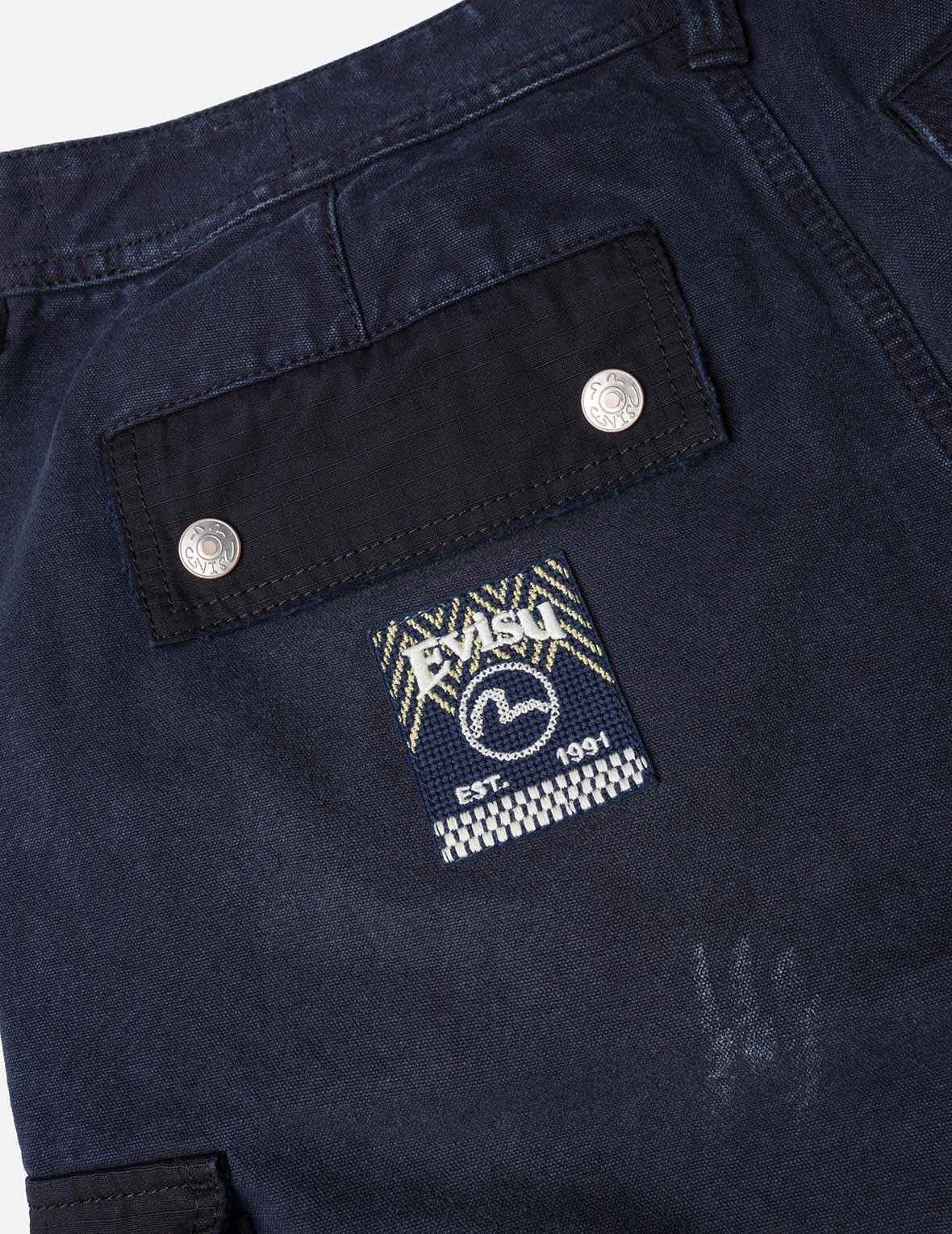 Dual Seagull Print Loose Fit Washed Woven Cargo Joggers - 8