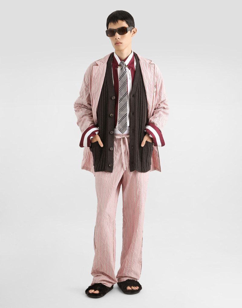 Dolce & Gabbana Crinkled striped fabric shirt-style vanity robe outlook