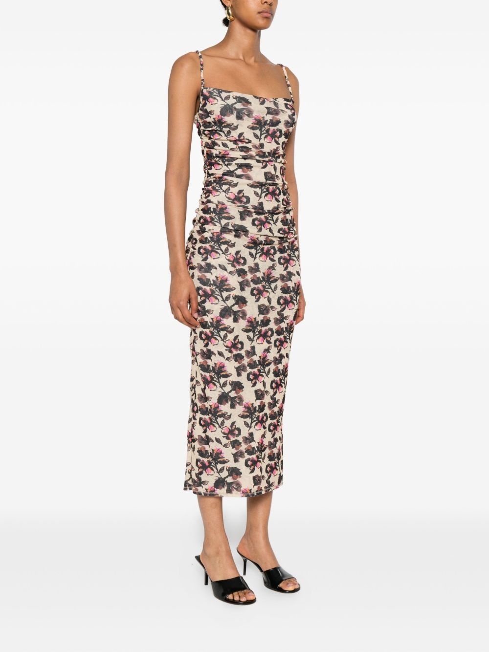 floral-print ruched dress - 3