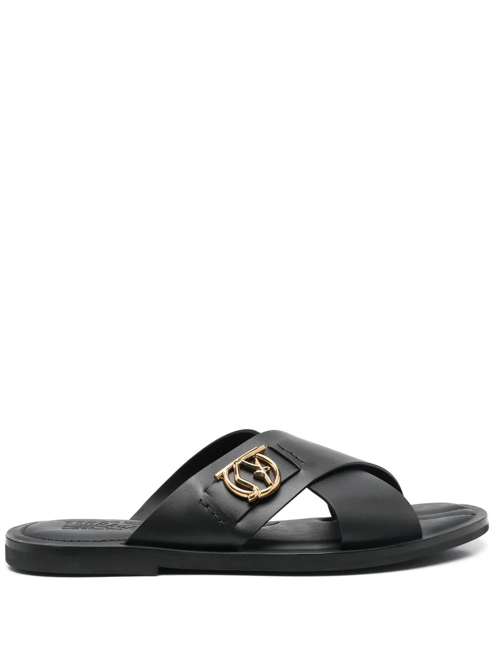 logo-plaque leather sandals - 1
