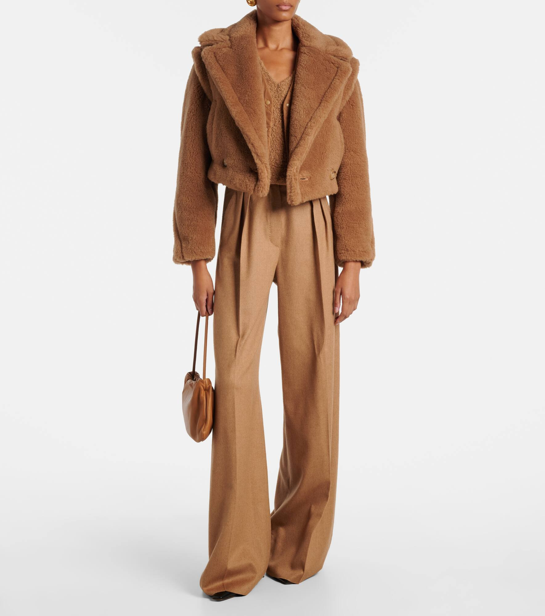 Santos cropped camel hair and silk jacket - 2