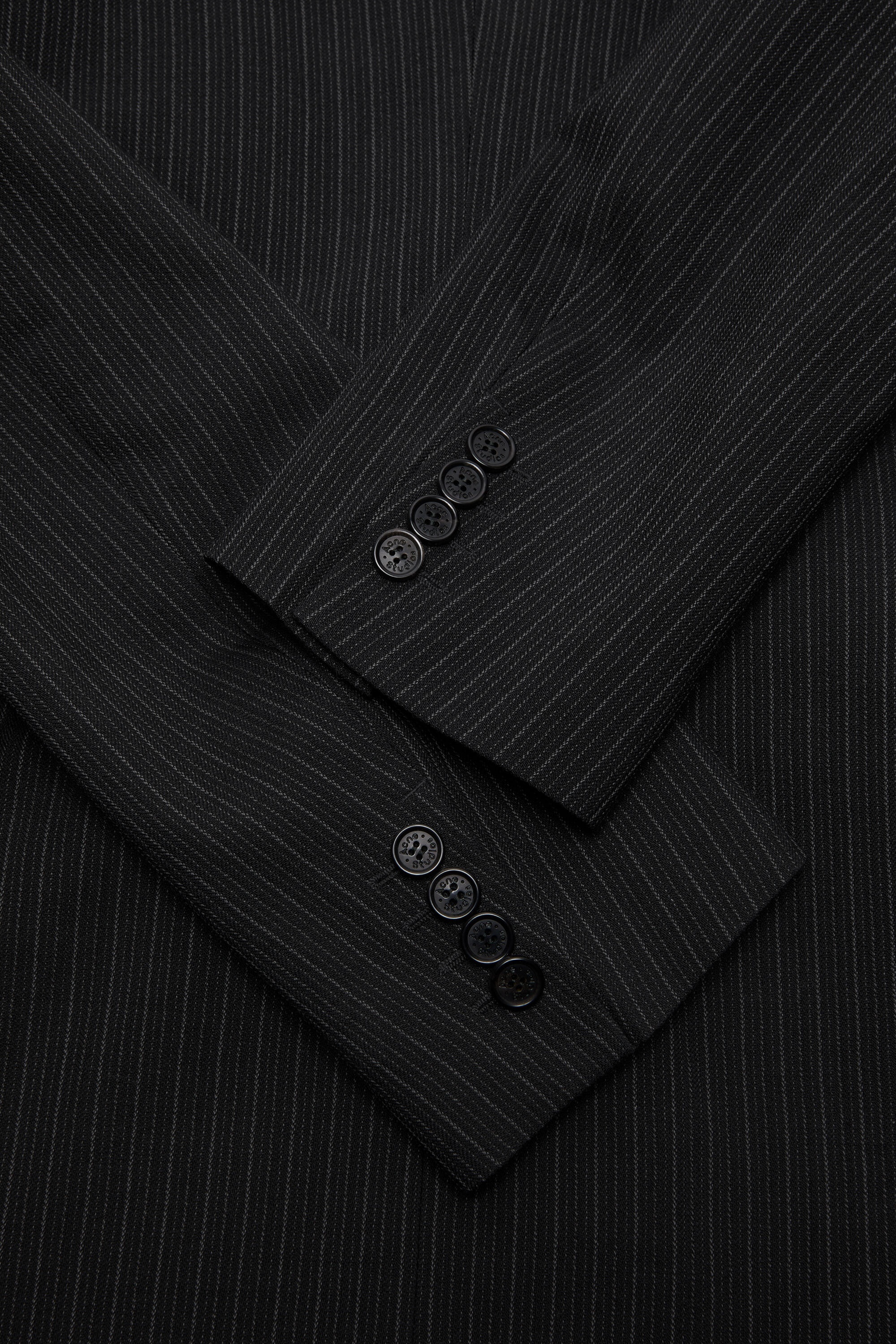 Double-breasted pinstripe jacket - Black - 7