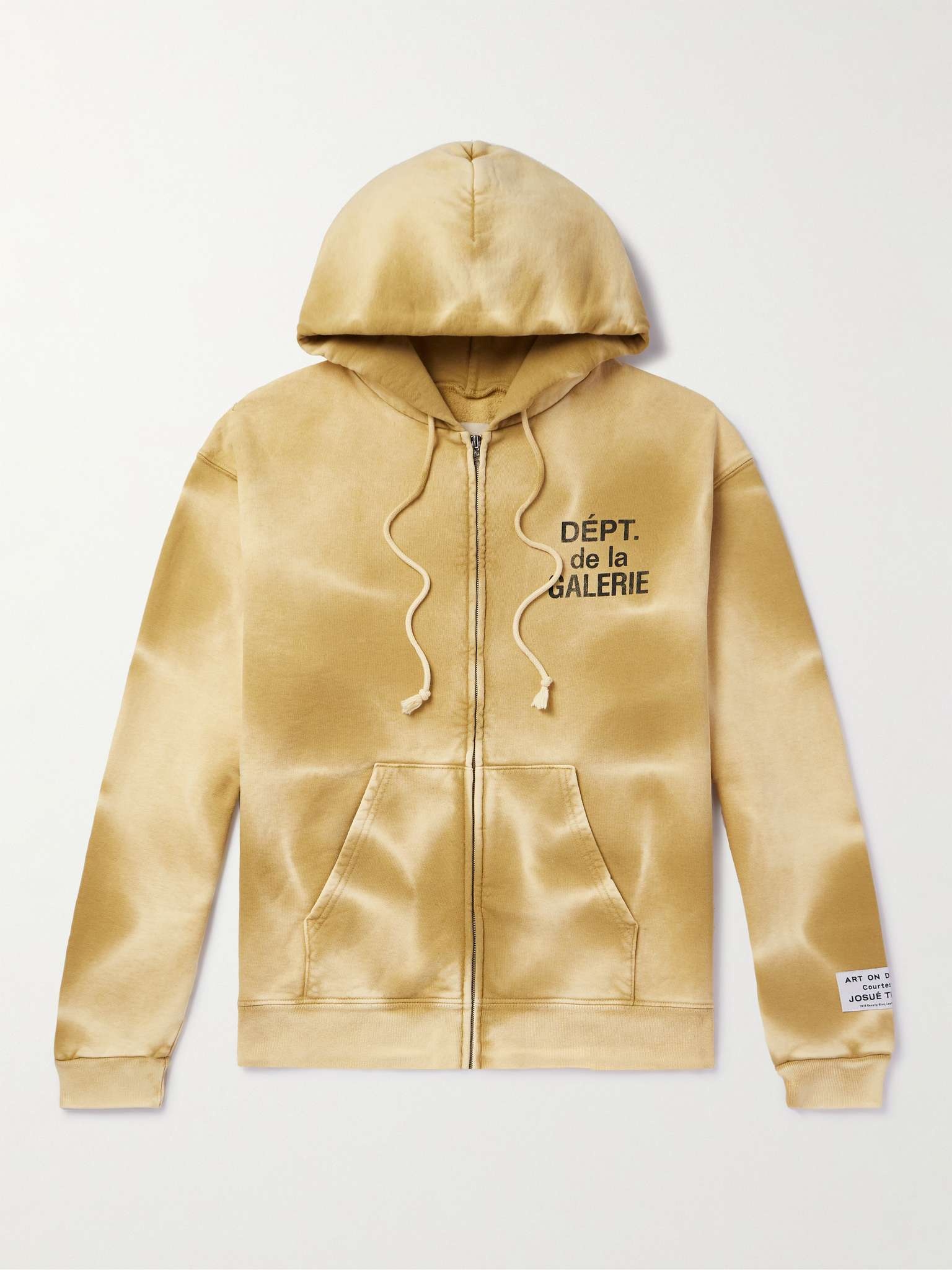 Logo-Print Bleached Cotton-Jersey Zip-Up Hoodie - 1