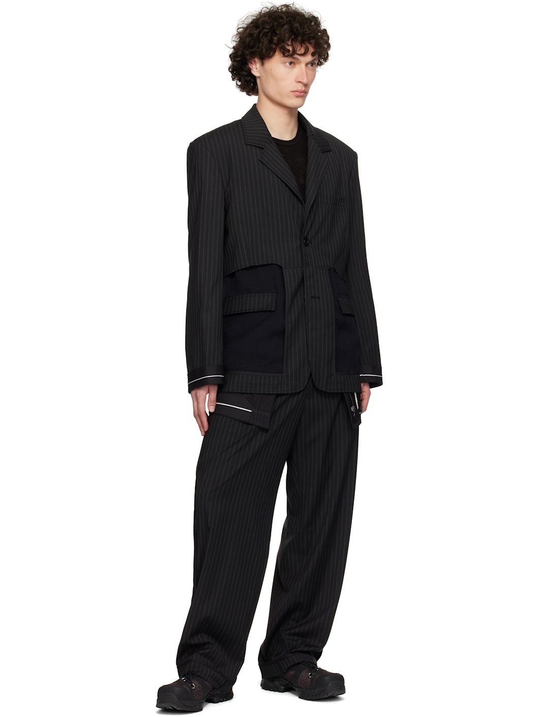 Black Inside Out Stripe Trousers - 4