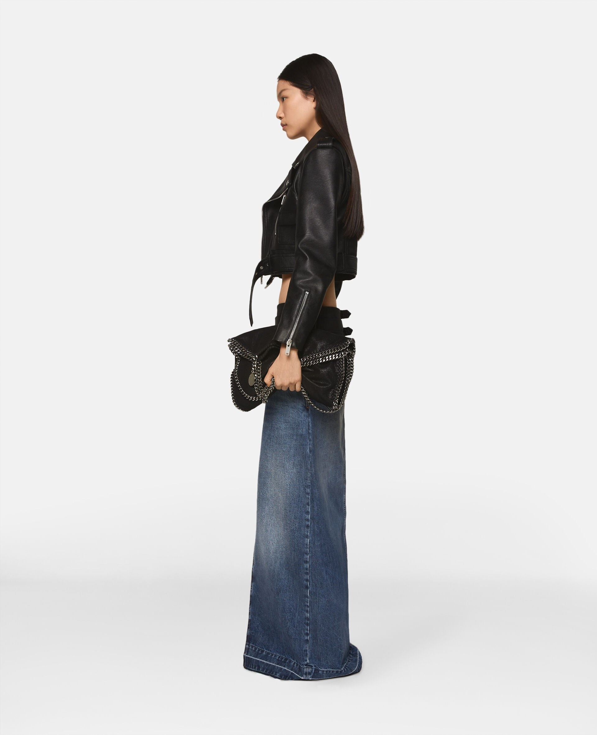 Tuxedo-Inspired Denim Midi-Skirt - 3